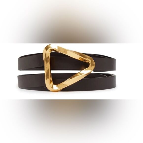 NWT ✨ BOTTEGA VENETA Grasp Black | Gold Tone Twisted Buckle Double Strap Sz LG